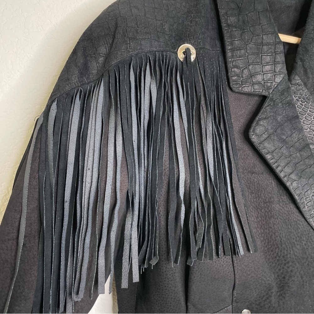 Vintage sueded leather fringed crop jacket medium - Picture 2 of 15